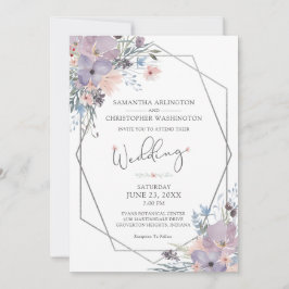 Invitación Acuarela Flores silvestres moradas florales geomét