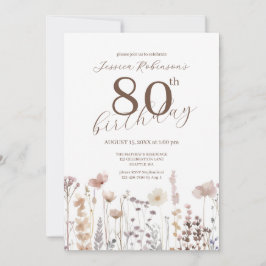 Invitación Acuarela Flores Silvestres Octogésimo Cumpleaños