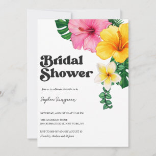 Invitación Acuarela Flores tropicales Ducha Nodal Veraniega