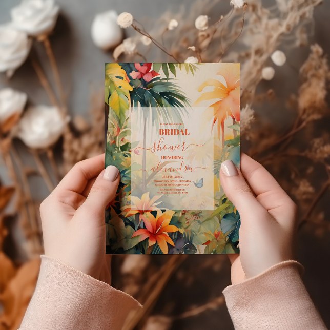 Invitación Acuarela Flores tropicales Ducha Nodal Veraniega (Subido por el creador)