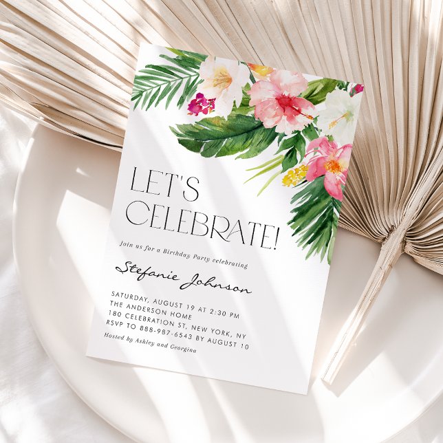 Invitación Acuarela Flores Tropicales Fiesta de cumpleaños de (Subido por el creador)