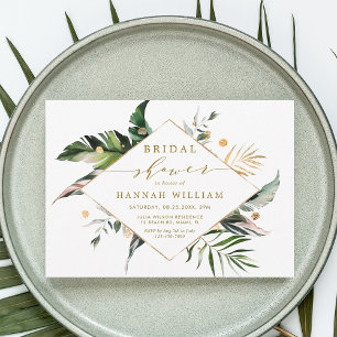 Invitación Acuarela Foliage Tropical Gold Bridal