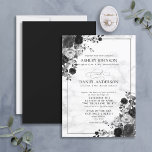 Invitación Acuarela formal de flores blancas y negras<br><div class="desc">Si está teniendo una aventura formal y desea un texto de invitación tradicional para su evento, puede que haya descubierto que las plantillas de la mayoría de los diseños de Zazzle se adaptan a un lenguaje informal moderno, y adaptar los campos de tipo a su evento no funciona muy bien....</div>
