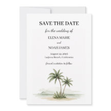 Acuarela Foto de Palma Tropical Save The Date