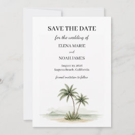 Invitación Acuarela Foto de Palma Tropical Save The Date
