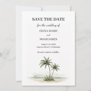Invitación Acuarela Foto de Palma Tropical Save The Date