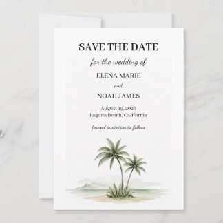 Invitación Acuarela Foto de Palma Tropical Save The Date