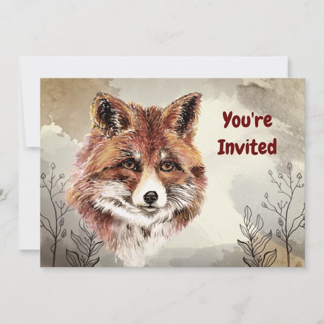 Invitación Acuarela Foxes Personalizado animal Cumpleaños (Anverso)