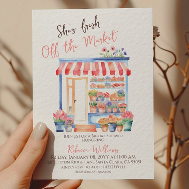 Invitación Acuarela Fresca Fuera Del Mercado Floral Bridal Sh (Subido por el creador)
