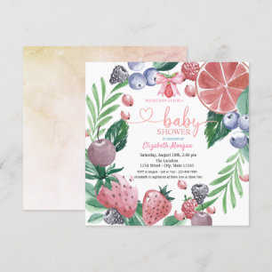 Invitación Acuarela Frutas Bayas Dulces Fiesta de Bebé