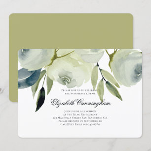 Invitación Acuarela fúnebre floral y follaje conmemorativo