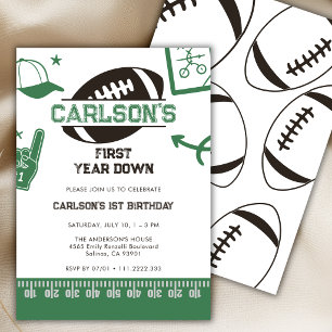 Invitación Acuarela Fútbol Primer Año Descenso Cumpleaños 1º 