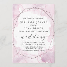Invitación Acuarela geométrica | Boda de oro rosa y Rosa