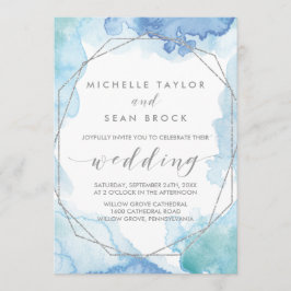 Invitación Acuarela geométrica | Boda plateado