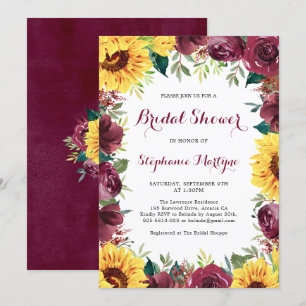 Invitación Acuarela girasoles Floral Frontera Brigada Ducha