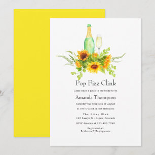 Invitación Acuarela Girasoles Pop Fizz Clink Desayuno Nupcial