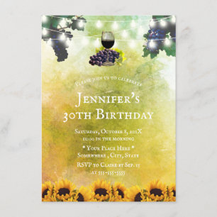 Invitación Acuarela girasoles Viña Viña 30 cumpleaños