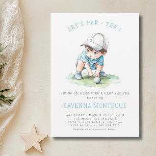 Invitación Acuarela Golf Niño Deja Fiesta de Baby Shower Par-