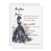 acuarela gótica floral boda negro