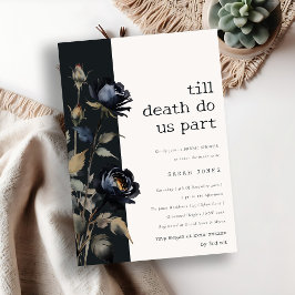 Invitación Acuarela gótica oscura Rosa negro ducha de novia