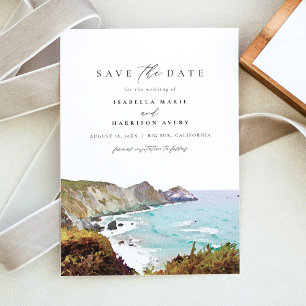 Invitación Acuarela Gran Sur Costa de California Save the Dat
