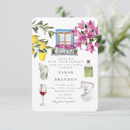 Invitación Acuarela Grecia Boda Baldosa azul