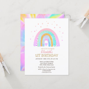 Invitación Acuarela Guay Rainbow Tie Dye Cumpleaños