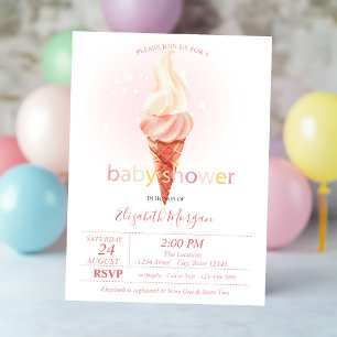 Invitación Acuarela Helado Fresco Lunares Baby Shower