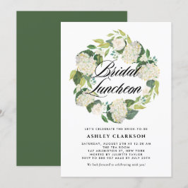 Invitación Acuarela Hidrangea Blanca Wreath Bridal Luncheon