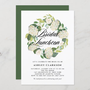 Invitación Acuarela Hidrangea Blanca Wreath Bridal Luncheon