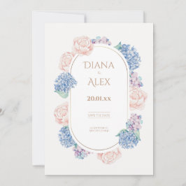 Invitación acuarela hidrangea peony guardar el boda de fecha