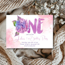 Acuarela hidrangea primer Cumpleaños