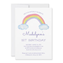 Acuarela Hijos arco iris virtual cumpleaños en lín