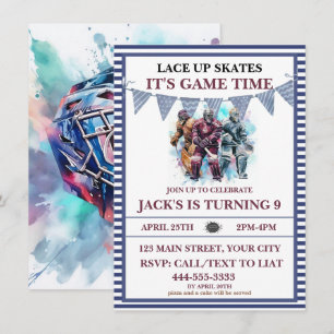 Invitación Acuarela Hockey sobre hielo Personalizado Tema de