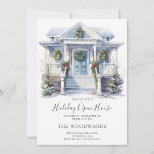 Invitación Acuarela Hogar Navideño Vintage Fiesta