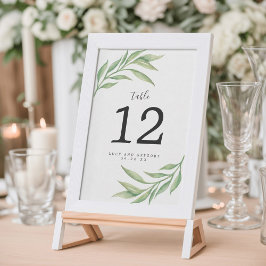 Invitación Acuarela Hojas Botánicas Número de Tabla Boda