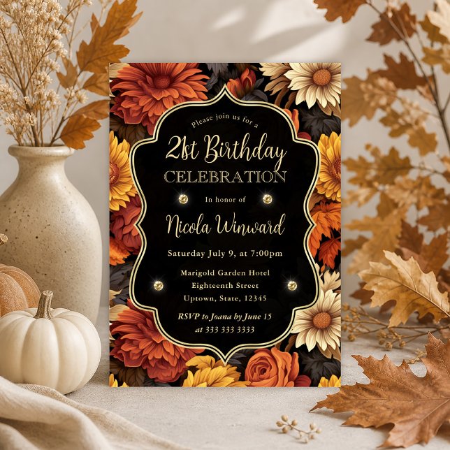 Invitación Acuarela Hojas de Otoño Marrón Naranja Cumpleaños  (Subido por el creador)