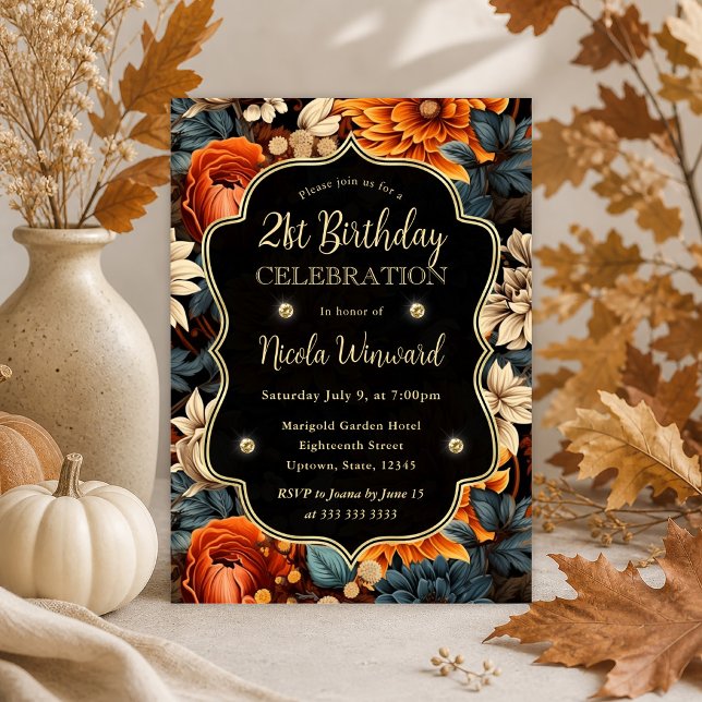 Invitación Acuarela Hojas de Otoño Marrón Naranja Cumpleaños  (Subido por el creador)