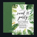 Invitación Acuarela Hojas Tropicales Marco Dulce 16 Fiesta<br><div class="desc">Una divertida y caprichosa invitación dulce dieciséis fiestas con hojas de plátano acuarela,  hojas de palma y hojas divididas. Esta dulce invitación de 16 personalizables es perfecta para fiestas de cumpleaños de verano.</div>