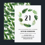 Invitación Acuarela Hojas Tropicales Wreath Verano Cumpleaños<br><div class="desc">Invite a su familia y amigos a su fiesta de cumpleaños con esta invitación de fiesta de cumpleaños tropical. Tiene flores de color verde agua y hojas de patrón o palmas, hojas de plátano y otras hojas tropicales. Personalice agregando los detalles del evento. Esta invitación es perfecta para el verano...</div>