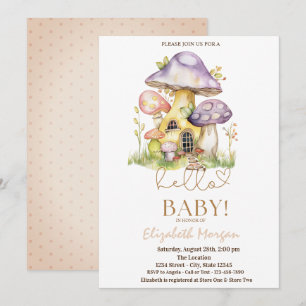 Invitación Acuarela Hongos Flores Puntos Fiesta de Bebé