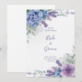 Invitación Acuarela Hortensia Azul Lila Púrpura Floral