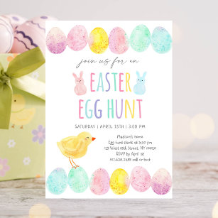 Invitación Acuarela Huevos y la caza de Pascua
