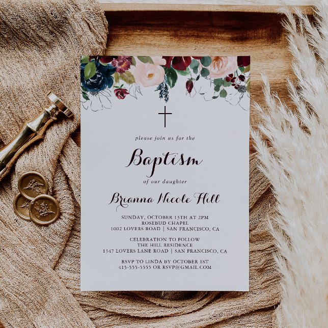 Invitación Acuarela Ilustración de caligrafía de caída bautis (Subido por el creador)