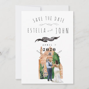Invitación Acuarela ilustrada Black Couple Bride Groom