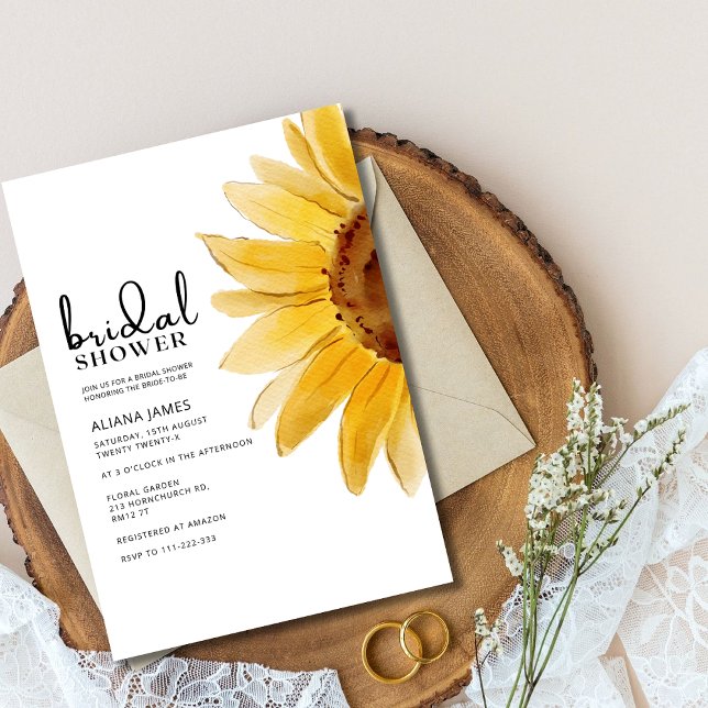 Invitación Acuarela ilustrada Ducha de novia girasol (Subido por el creador)