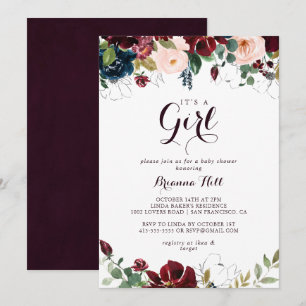 Invitación Acuarela ilustrada es un Baby Shower Chica