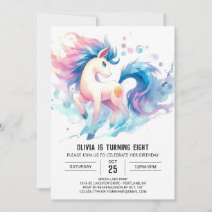 Invitación Acuarela Imprimible Cumpleaños de Caballo