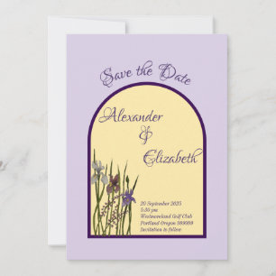 Invitación Acuarela Iris púrpura y mantequilla Yellow Save Da