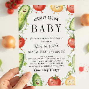 Invitación acuarela Jardín Fresco Granja Divertido Baby Showe